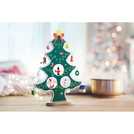 Sapin de Noël personnalisable en bois avec 12 décorations