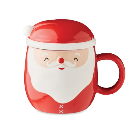 Mug personnalisé en céramique en forme de père-noël avec couvercle 370 ml