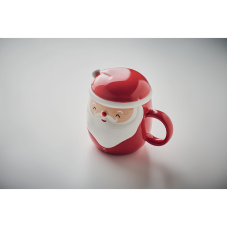 Mug personnalisé en céramique en forme de père-noël avec couvercle 370 ml