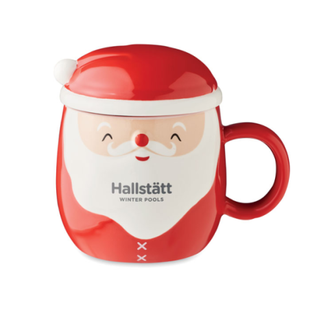 Mug personnalisé en céramique en forme de père-noël avec couvercle 370 ml