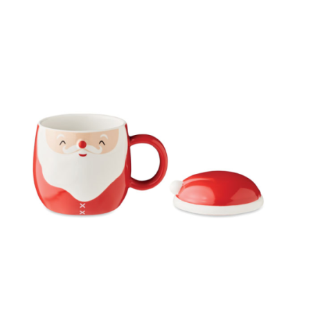 Mug personnalisé en céramique en forme de père-noël avec couvercle 370 ml