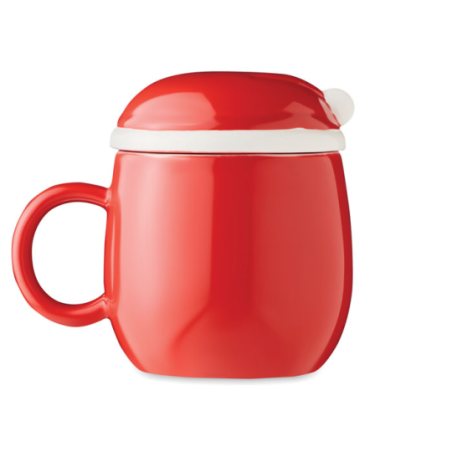 Mug personnalisé en céramique en forme de père-noël avec couvercle 370 ml