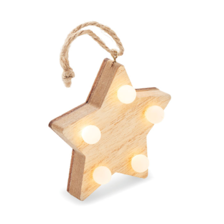 Suspension personnalisée Etoile en bois avec lumières LED