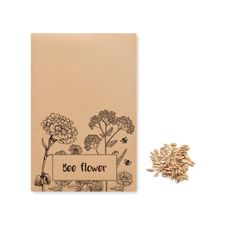 Sachet personnalisable de graines mélange de fleurs mellifère en papier kraft