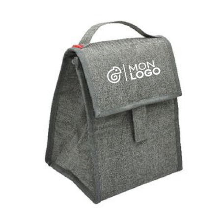 Sac à bento personnalisé pliable isotherme 'Fujisawa', gris chiné RPET