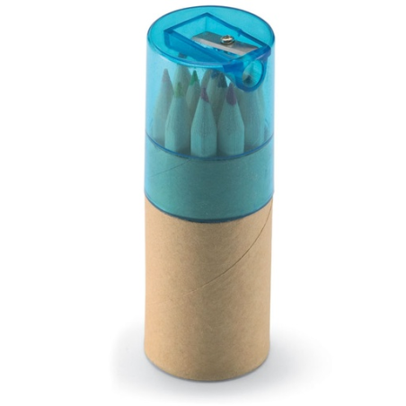 Tube personnalisable en carton avec 12 crayons de couleur et taille crayon