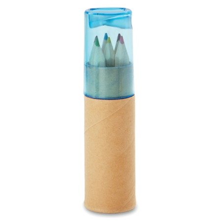 Tube personnalisable en carton avec 6 crayons de couleur