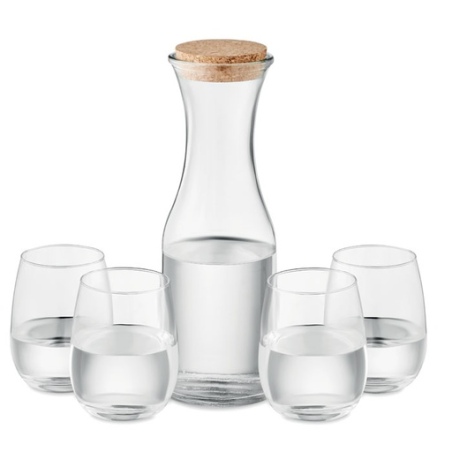 Set de boisson personnalisable avec carafe et 4 verres en verre recyclé