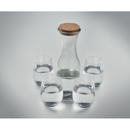 Set de boisson personnalisable avec carafe et 4 verres en verre recyclé