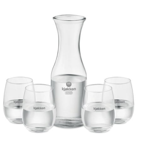 Set de boisson personnalisable avec carafe et 4 verres en verre recyclé