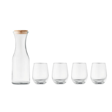 Set de boisson personnalisable avec carafe et 4 verres en verre recyclé