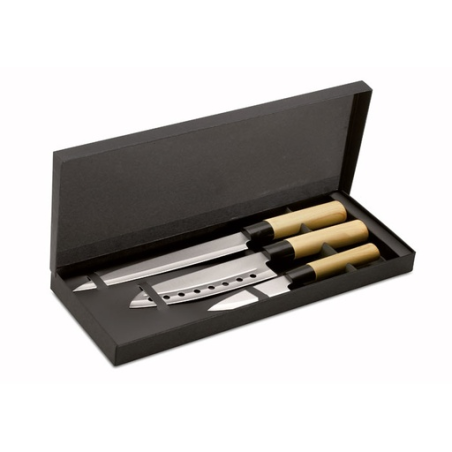 Set 3 couteaux personnalisable style japonais avec lame en inox et manche en plastique