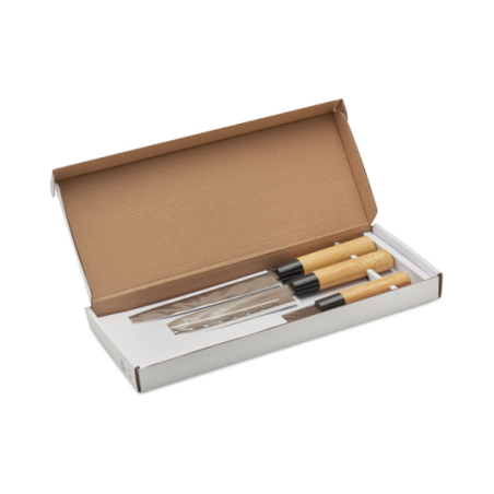 Set 3 couteaux personnalisable style japonais avec lame en inox et manche en plastique