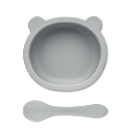 Set personnalisé avec cuillère et bol pour bébé en forme d'ours en silicone