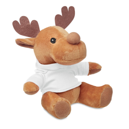 Peluche de noël Renne avec pull à capuche en PET