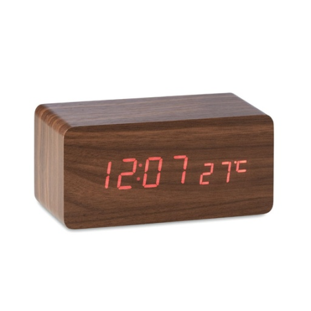 Station météo personnalisable en bois avec chargeur sans fil