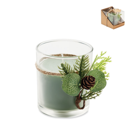 Bougies personnalisé de Noël en verre avec composition forestière