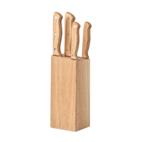 Set personnalisé de 5 couteaux avec socle en bois