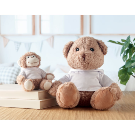 Peluche ourson personnalisable avec pull à capuche en PET