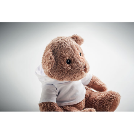 Peluche ourson personnalisable avec pull à capuche en PET