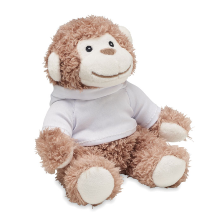 Peluche singe personnalisable avec pull à capuche en PET