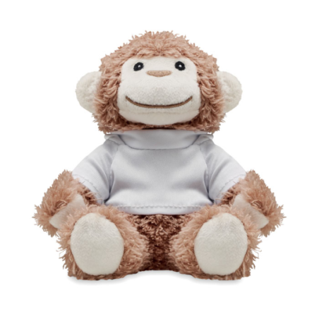 Peluche singe personnalisable avec pull à capuche en PET