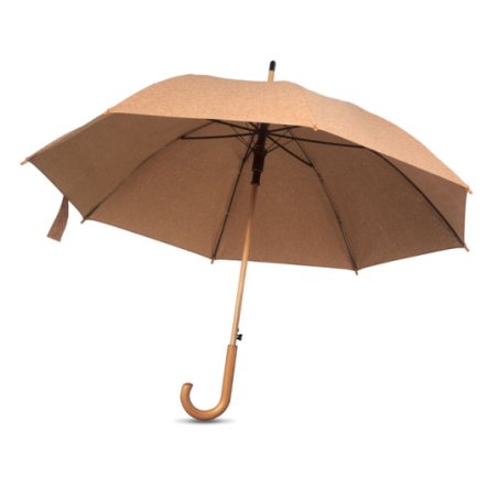 Parapluie en liège personnalisable de 25" avec manche en bambou et une poignée en bois de pin