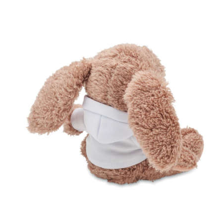 Lapin en peluche publicitaire avec pull à capuche