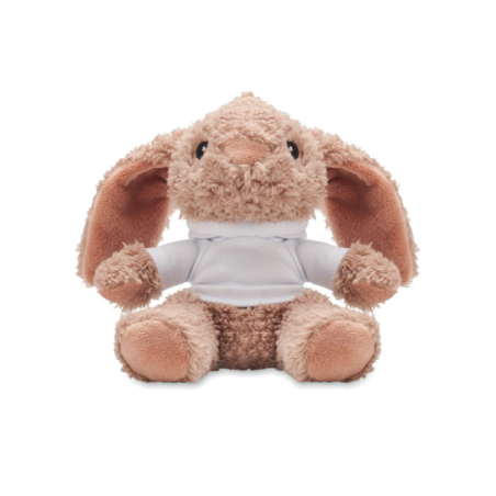 Lapin en peluche publicitaire avec pull à capuche