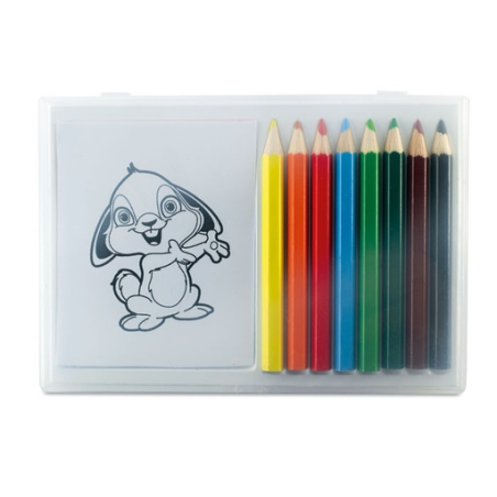 Set personnalisé de coloriage avec crayons de couleur en bois et feuille de coloriage