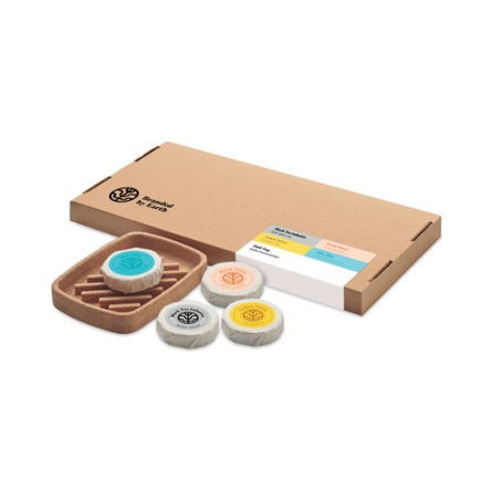 Coffret personnalisable de soin Vegan - Savon, shampooing, gommage et porte-savon