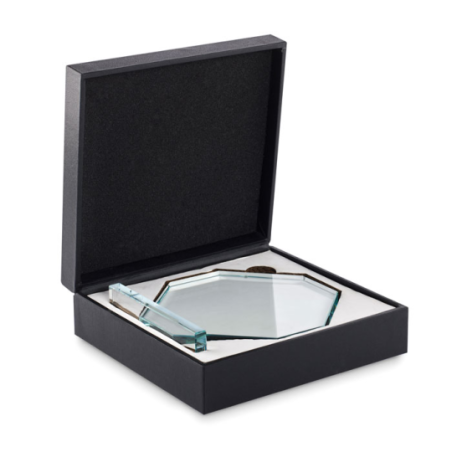 Trophée personnalisable en verre avec boîte cadeau