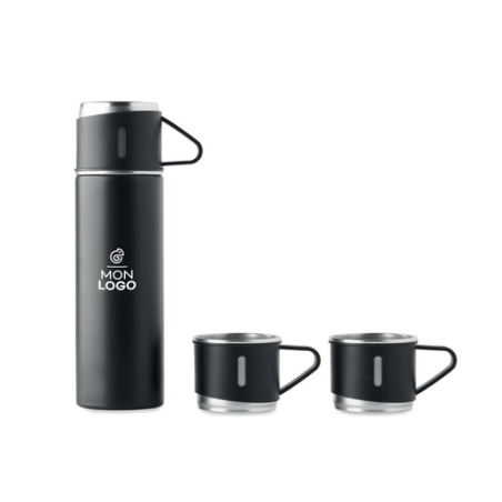 Thermos personnalisé en inox 420ml avec ses 2 gobelets de 150ml - SHARM