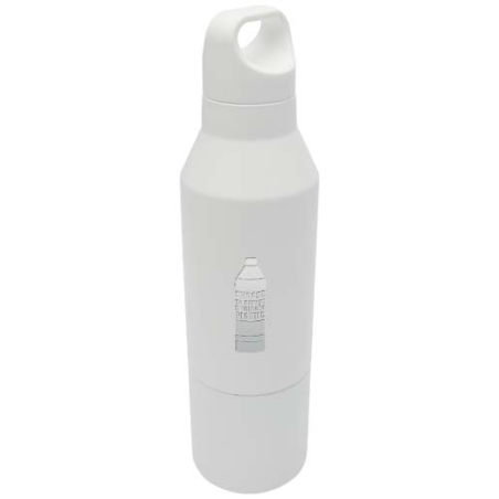 Thermos personnalisable Odessy de 600 ml en acier inoxydable recyclé RCS avec gobelet de 300 ml