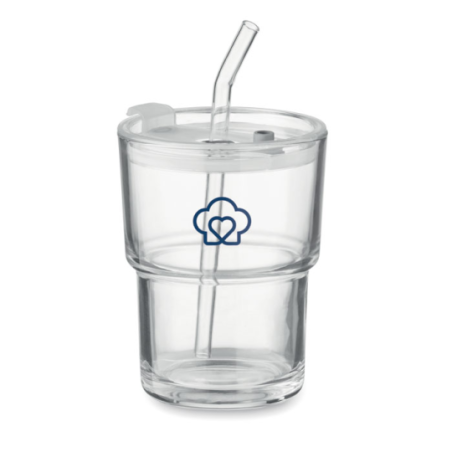 Tumbler personnalisable et sa paille en verre 400ml - GLASS