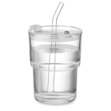 Tumbler personnalisable et sa paille en verre 400ml - GLASS