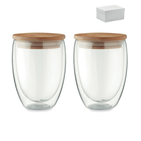 Lot de 2 Mugs isotherme en verre personnalisables 350 ml - TIRANA